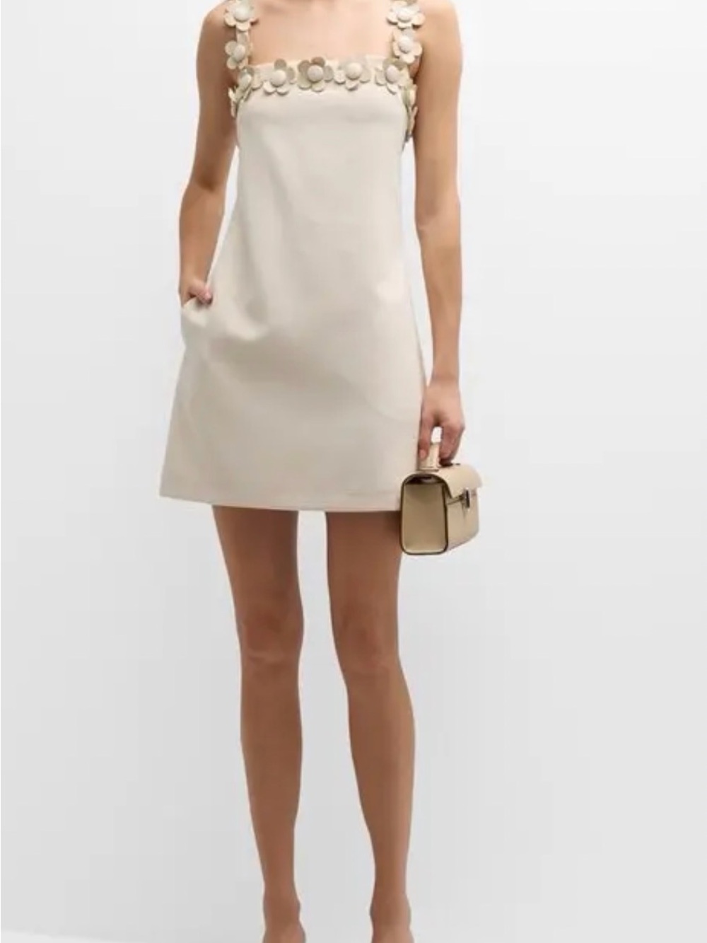 Stellah Cream Floral-Appliqué Mini Dress